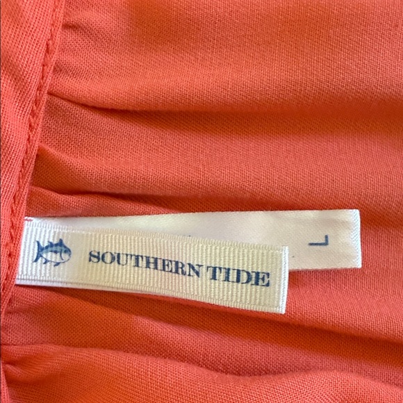 Southern Tide Coral Dress with Blue Embroidery - Picture 2 of 5
